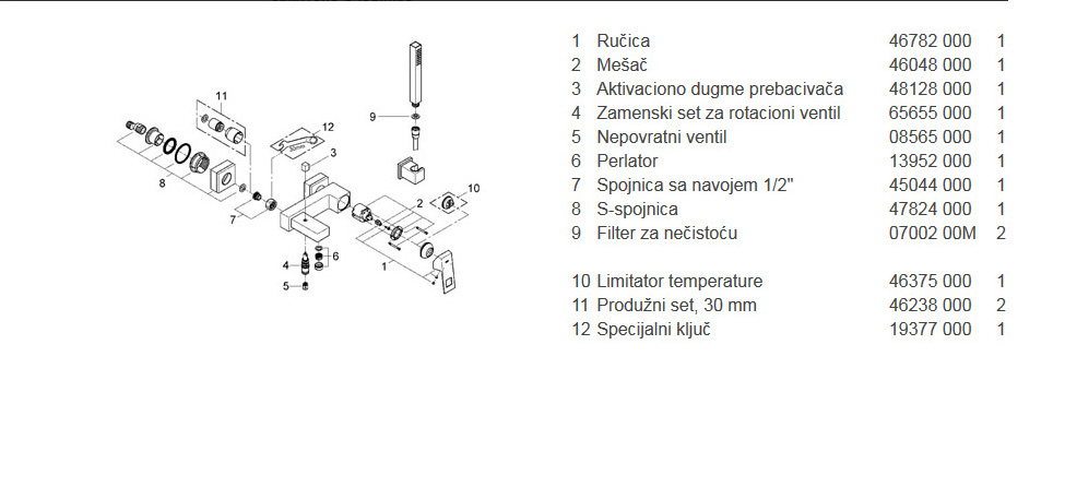 Eurocube baterija za kadu komplet 23141000