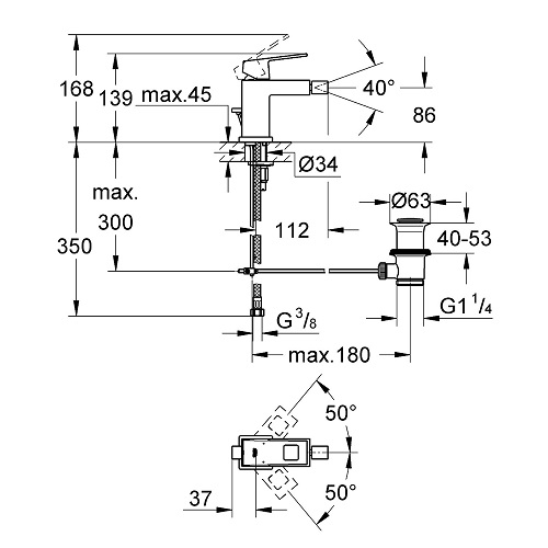 eurocube set baterija za umivaonik 23127000 + baterija za bide 23138000