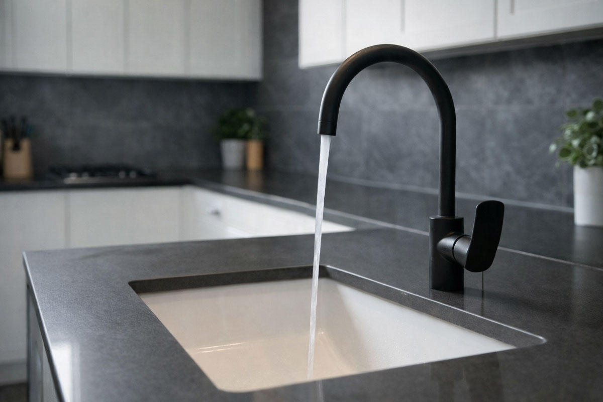 elite baterija za sudoperu 3 cevi black e20b