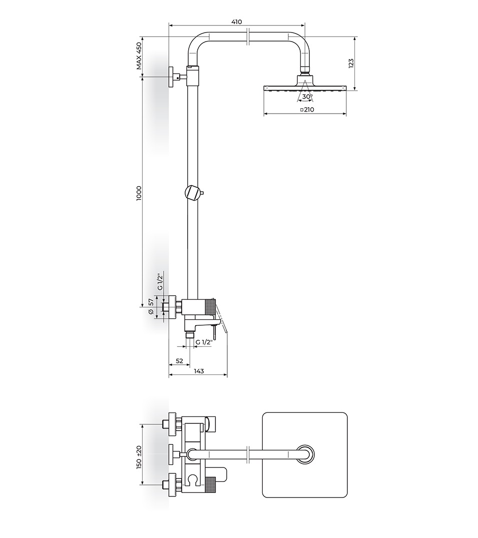 s2 baterija za tuš kadu sa usponskim tušem i izlivom black