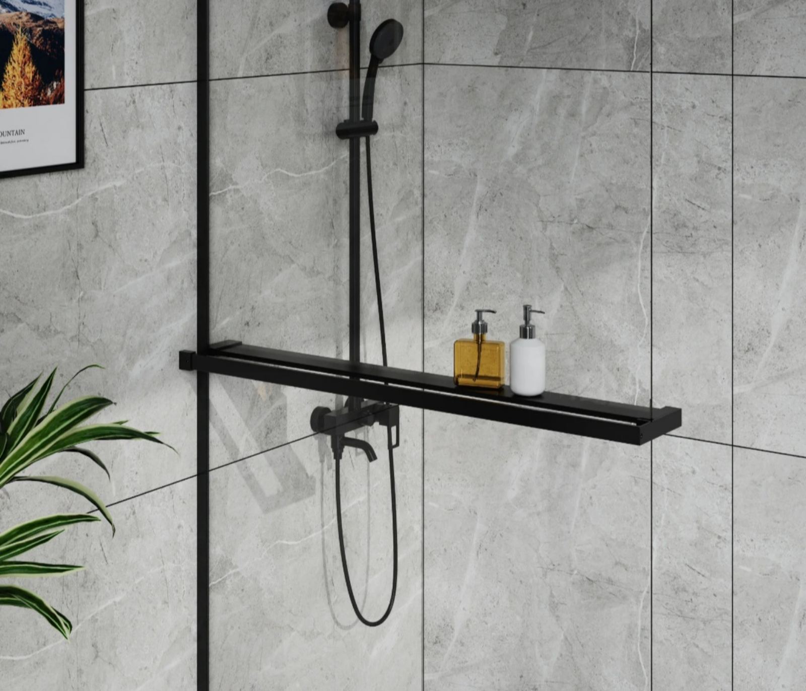 polica za tuš kabinu walk in crna