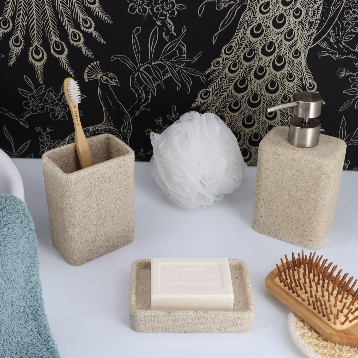 tendance čaša za četkice sand effect poliresin, bež