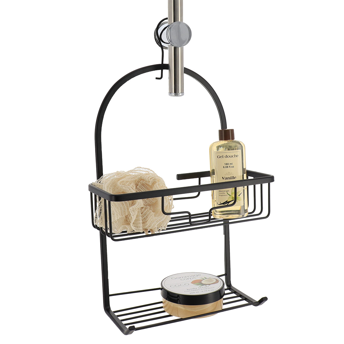 tendance žičana polica sa 2 nivoa sa kukom 49x28x12,5 crna