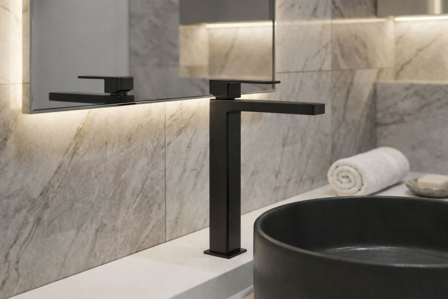 sq baterija za umivaonik visoka q12 black