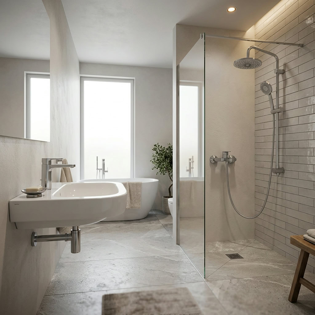 blau set 3u1 baterija za lavabo + baterija za kadu sa usponskim tušem