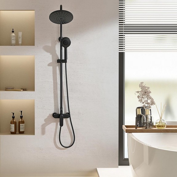 torino usponski tuš sa ručnim tušem i izlivom crna mat