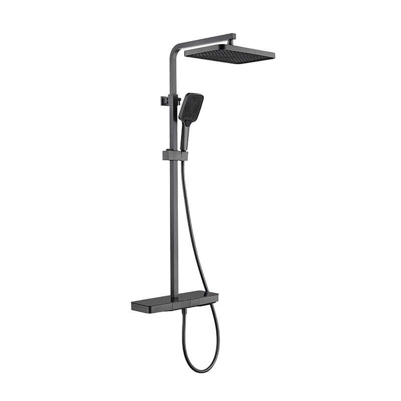 majestic usponski tuš sa termostatskom baterijom, ručnim tušem i izlivom gun grey