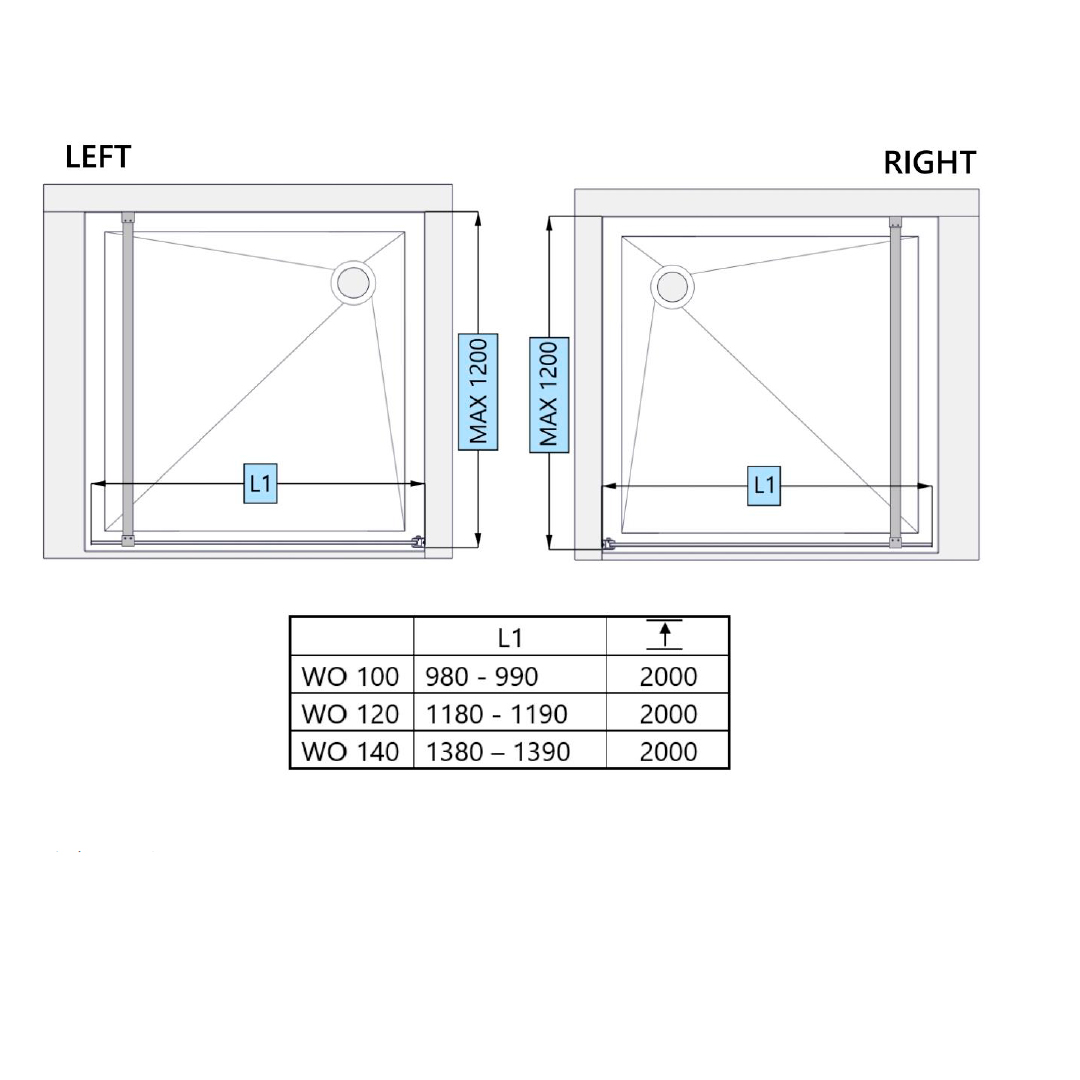 paravan calypso silver ogledalo 100x200