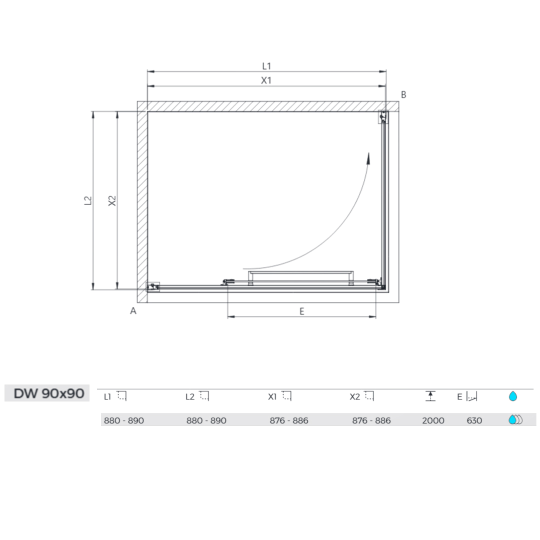 tuš kabina stellar uni dw silver 90x90