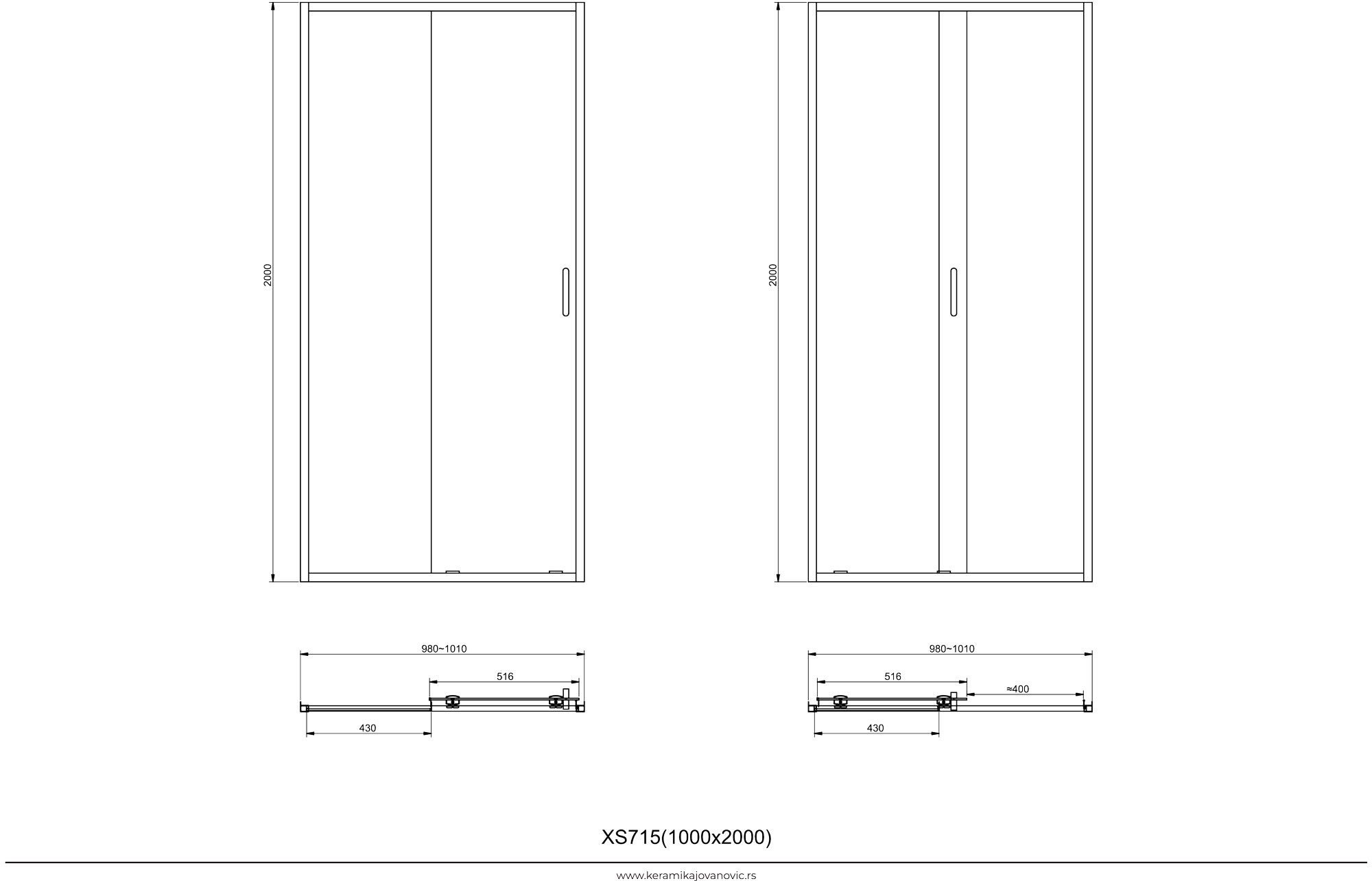 modulare paravan 100x200 hrom/proziran