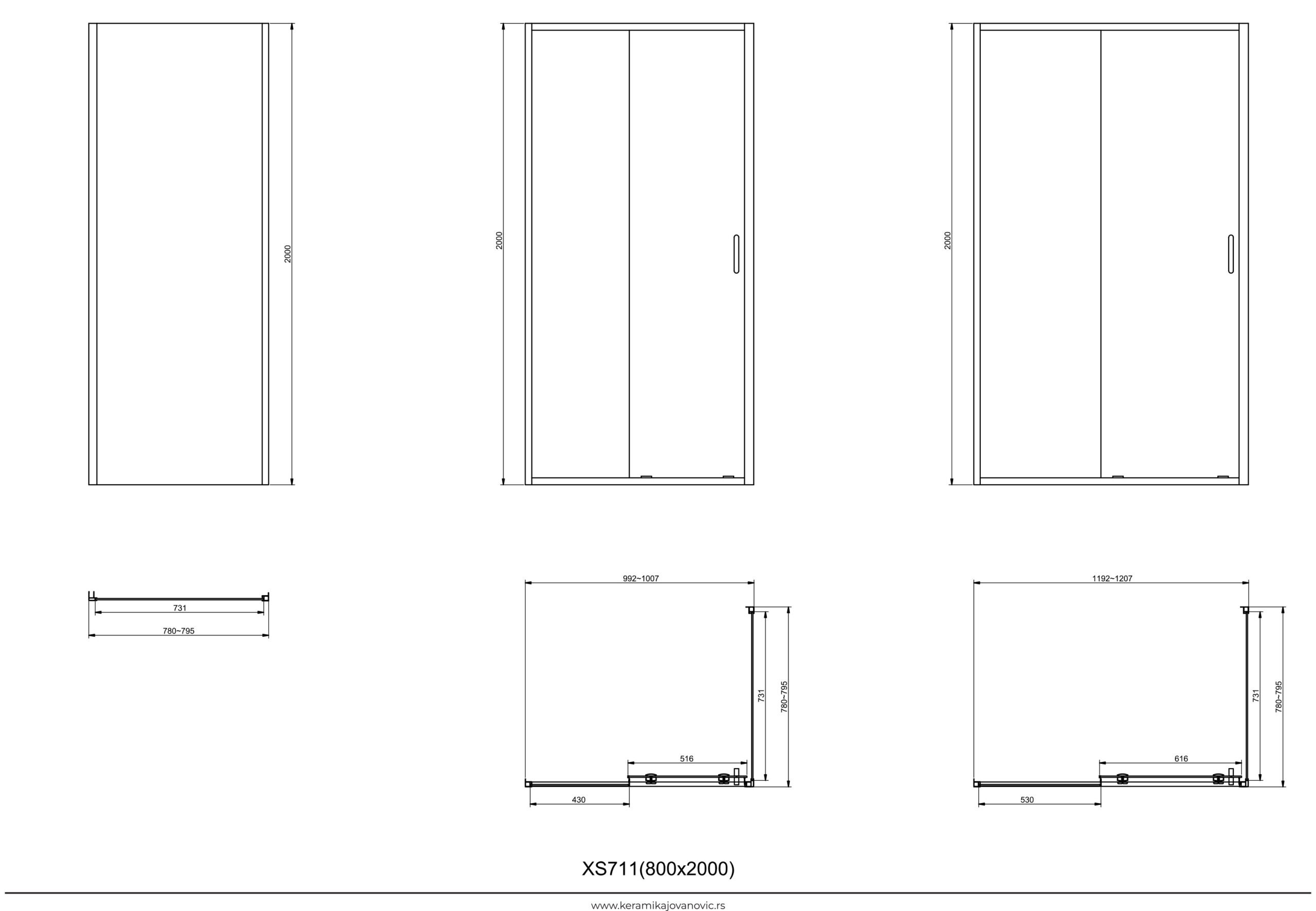 modulare paravan 100x200 hrom/proziran