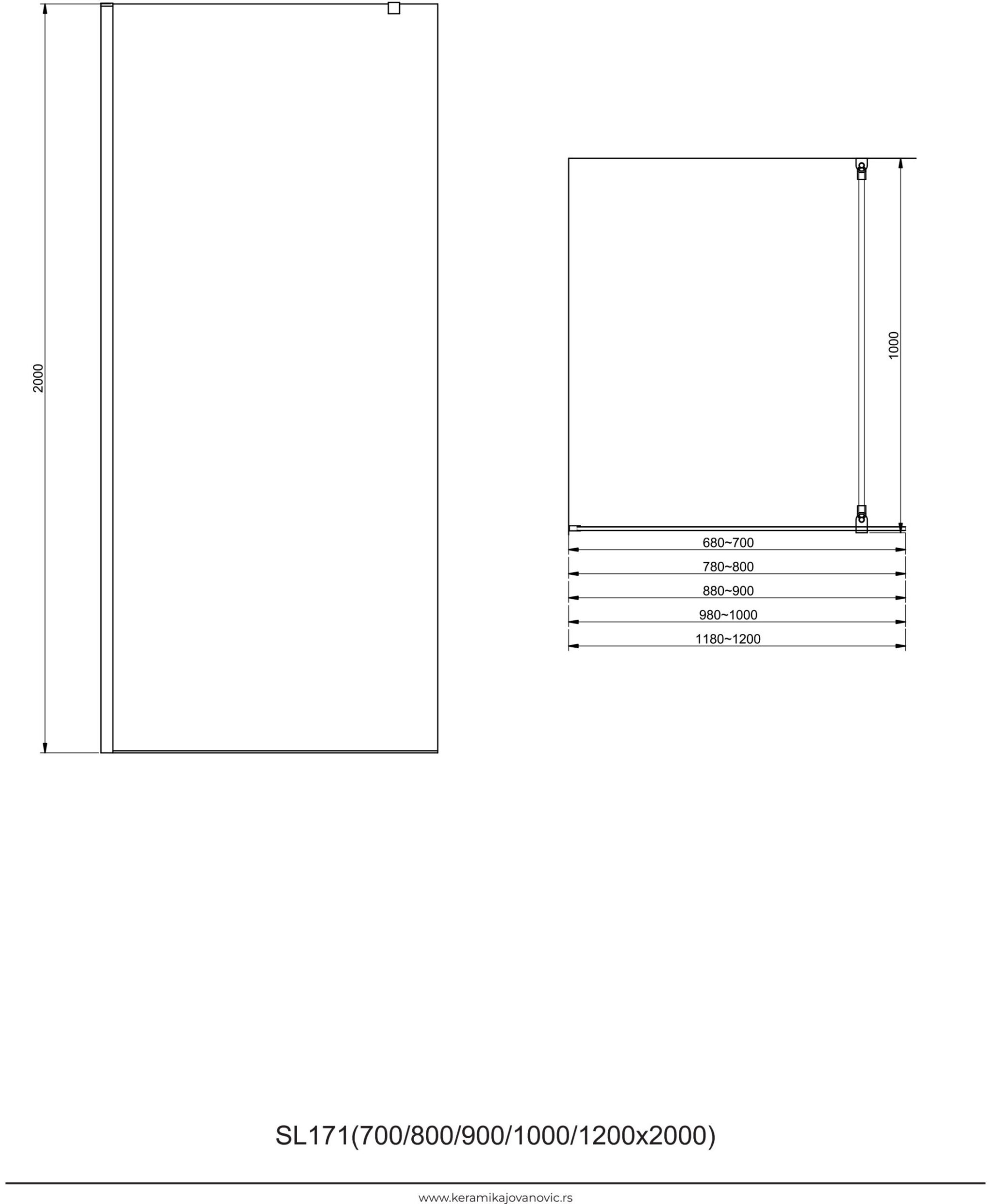 roccia paravan 90x200 hrom/proziran
