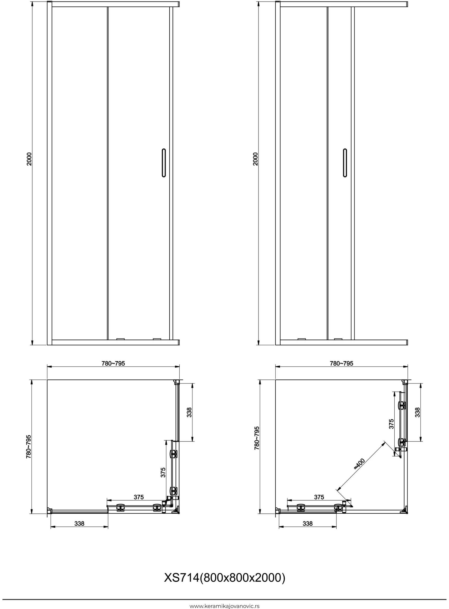 tendenza tuš kabina 80x80 hrom/prozirna
