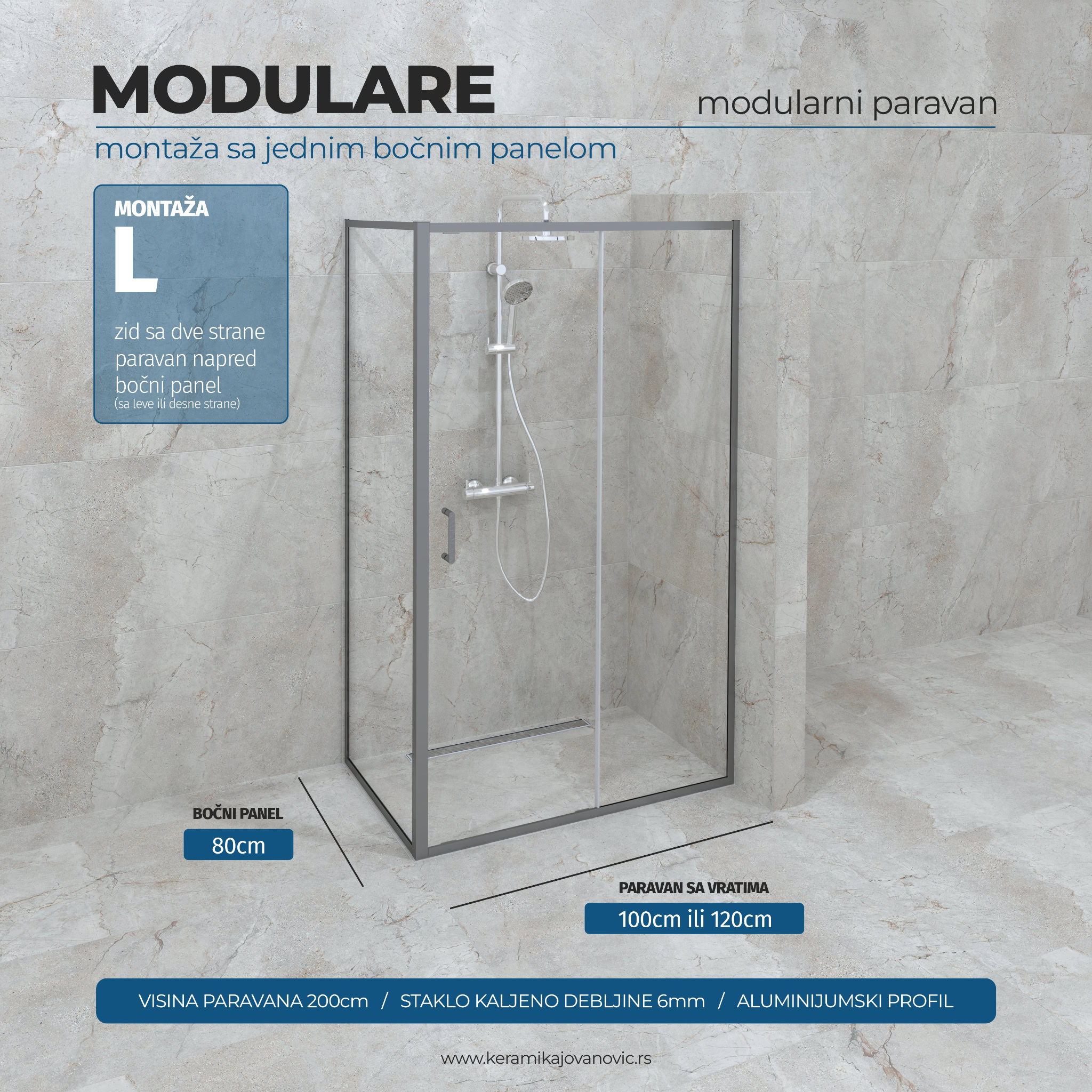 modulare paravan 120 sa bocnim panelom