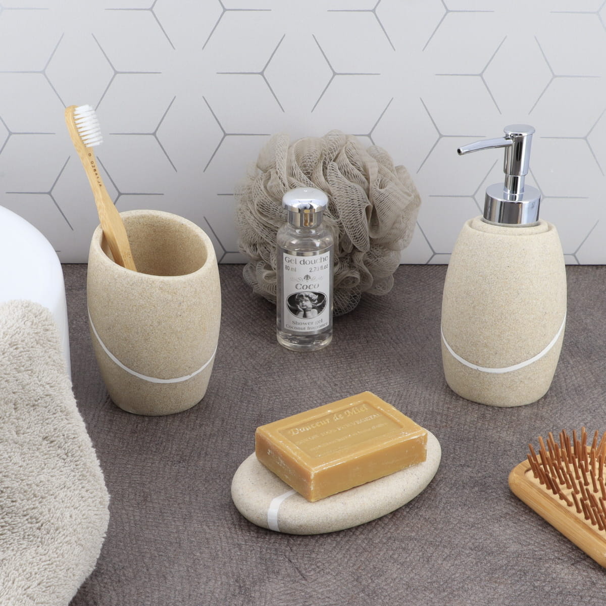 tendance čaša za četkice sand effect poliresin, bež (kopiraj)