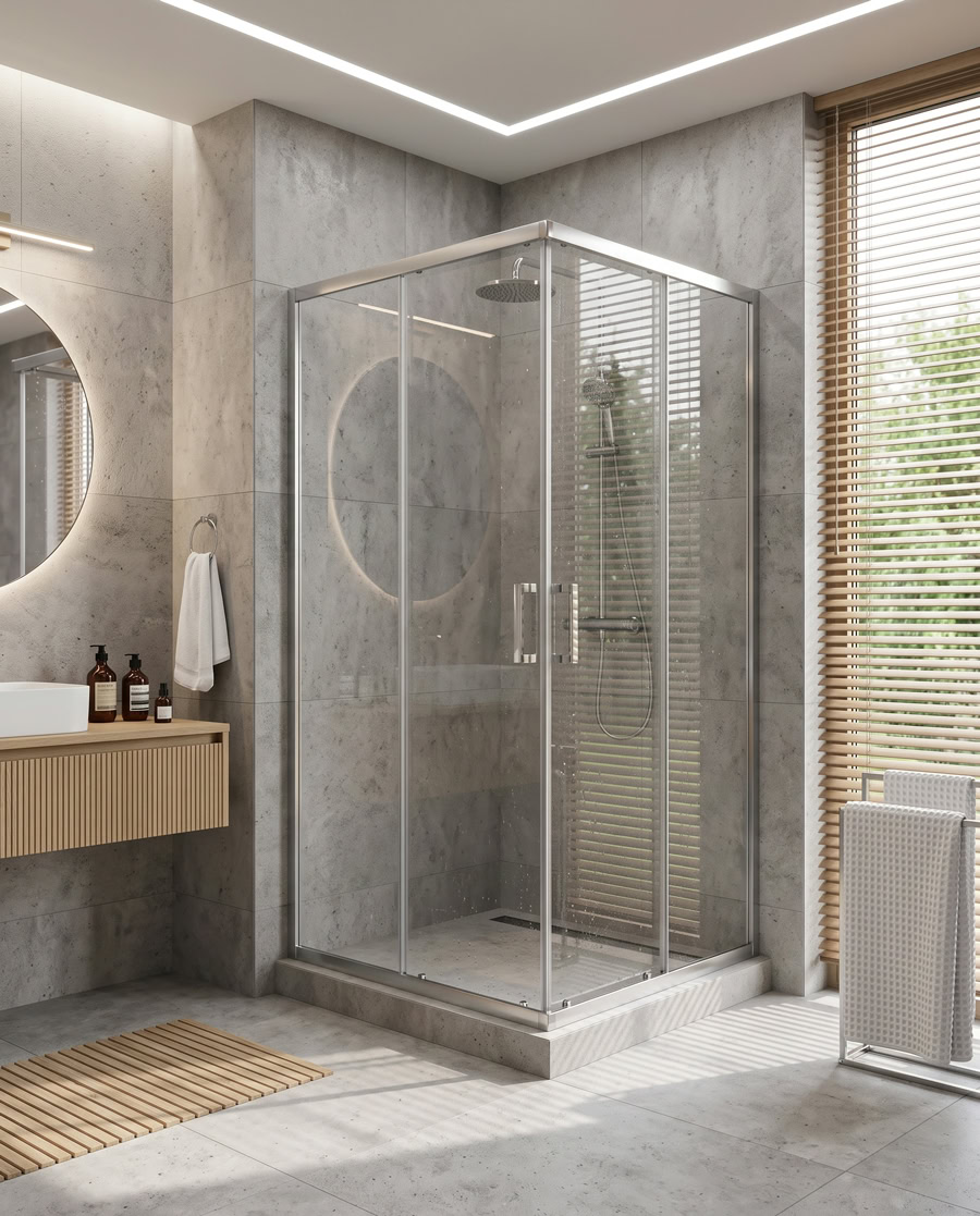 basic tuš kabina 90x90 hrom/prozirna