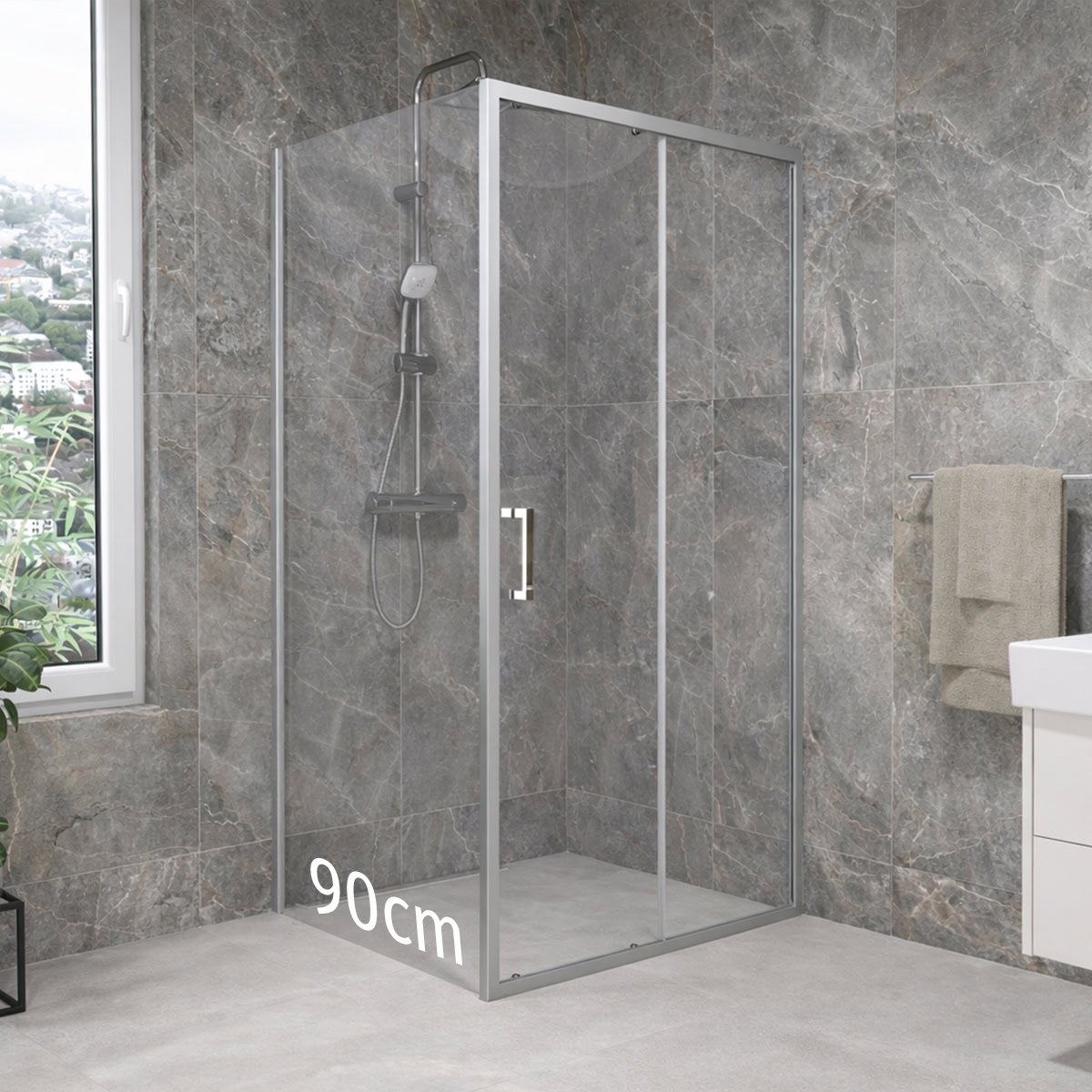Koncept-Basic-paravan-+-bočni-panel90 basic bočni panel 80x200 hrom/proziran (kopiraj)